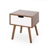 Okak Modern End Table with Wooden Legs, Side Table with Handleless Storage Drawer, Stylish Small Table for Living Room, Bedroom - 4 of 4