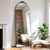 Full-Length Wooden Arch Mirror: 70.2x31.2 Inches, Carved Detail, Black, Right-Angled, with Mounting Bracket - 2 of 4