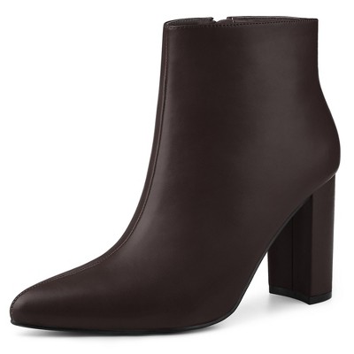 Perphy Women's Pointed Toe Side Zip Block Heeled Ankle Boots