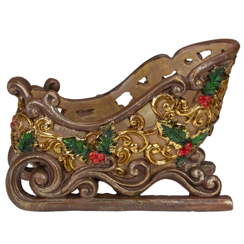 Northlight 8.75" Brown and Gold Sleigh Tabletop Christmas Decoration, 1 of 5