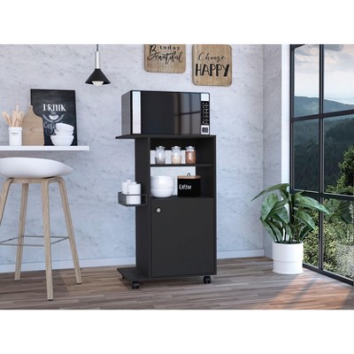 NicBex Mobile Kitchen Island Cart Morden Kitchen Carts on Wheels with Storage with 2 Storage Shelves, 1 Cabinet and Spice Rack for Kitchen
