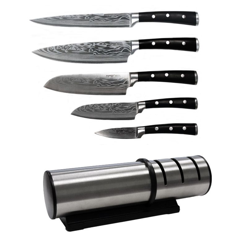 BergHOFF Antigua 7Pc Stainless Steel Cutlery Set, Wood Case, Sharpener, 1 of 9
