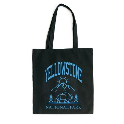 City Creek Prints Yellowstone National Park Mountain Canvas Tote Bag - 15x16 - Black
