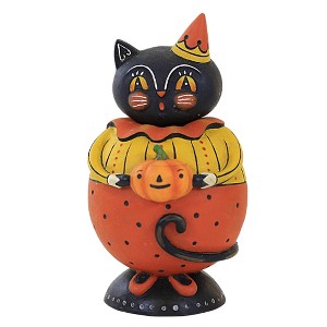 Johanna Parker Purscilla Spookiness Jar - One Black Cat Lidded Figurine 6.5 Inch, Polyresin - Halloween Johanna Parker Black Cat JP2025 6.5 Inch - 1 of 3