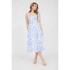 August Sky Women's Sleeveless Wide Mock Ties Ruched Floral Midi Dress - 3 of 4