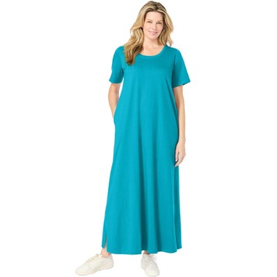 Woman Within Plus Size Perfect Short-Sleeve Scoopneck Maxi Tee Dress