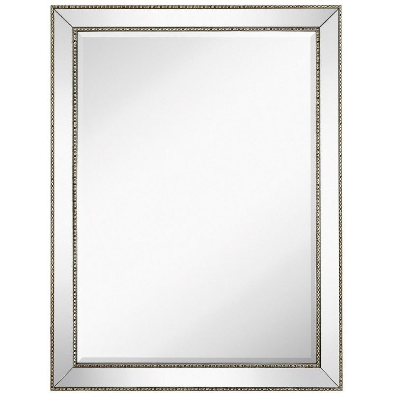 Hamilton Hills 30" x 40" Rectangular Mirror with Silver Beveled Mirror Frame and Beaded Accents, 3 of 5