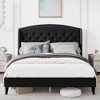 Full Size Bed Frame, Upholstered Platform Bed with Wingback Headboard and Button Tufted Design - 3 of 4