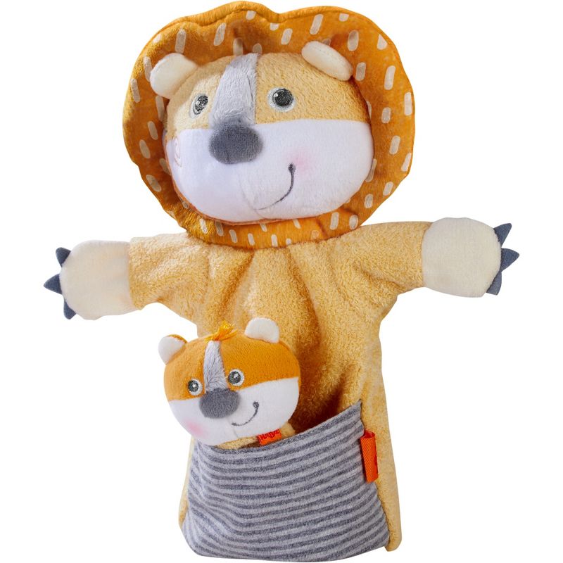HABA Lion with Baby Cub - Hand Puppet and Finger Puppet 2 Pc Set, 2 of 6