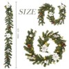 Christmas Garland for Mantle, 6Ft Prelit Garland Christmas Decorations, Poinsettias Flowers & Ball Ornaments for Fireplace Stair Railing Decor - 2 of 4
