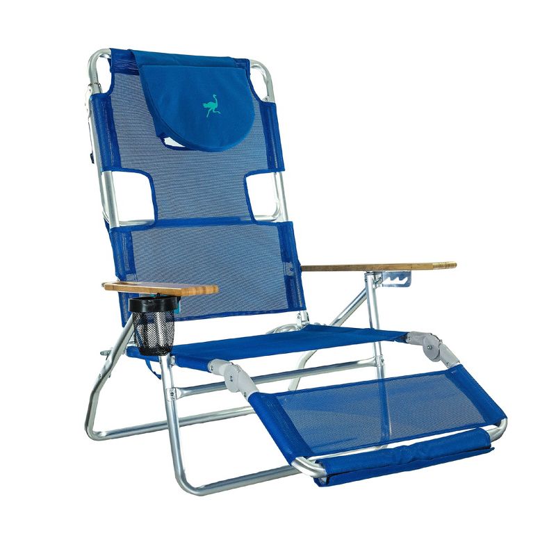 Ostrich 3N1 Lightweight Aluminum Frame 5-Position Reclining Beach Chair and Ladies Comfort On-Your-Back Outdoor Beach Chair with Backpack Strap, Blue, 2 of 7