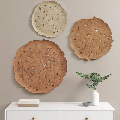 Rossi Spice Feather Textured Iron 3-Piece Wall Decor Set