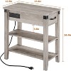 GustoWave End Table with USB Ports and Outlets with Drawer and Storage Shelves for Living Room (Pale Oak) - 3 of 4