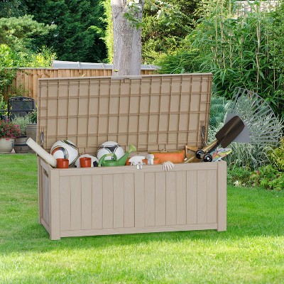 Acoinel Waterproof Deck Box for Outdoor Storage, Light Brown