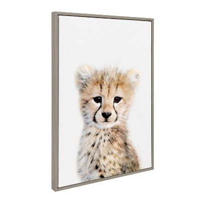 Gray Framed Canvas with Cheetah Print, 23" x 33"
