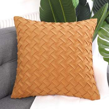 Taupe Basket Weave Pillow Cover, Tan Stripe Cushion, Decorative