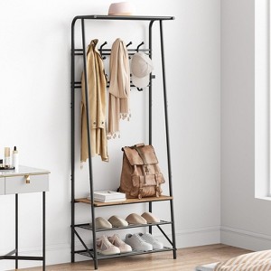4-in-1 Hall Tree with Bench and Shoe Storage, Entryway Coat Rack with Hooks, Shelf, and Metal Frame Organizer - 1 of 4