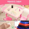 Garvee Kids Table and Chairs Set, 31.5'' Rectangle Desk With 4 Seats,Graffiti Desktop, Non-Slip Legs, Children Multi-Activity Table - 4 of 4