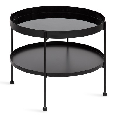 Kate and Laurel Nira Round Metal Coffee Table, 26" Diameter, Black