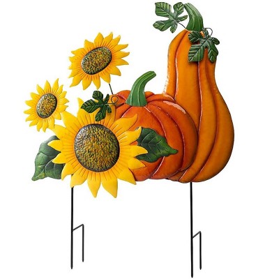 Plow & Hearth Metal Sunflower, Pumpkin And Gourd Stake