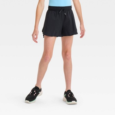 Image of Girls' High-Rise 2-in-1 Shorts - All In Motion™ Black S