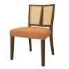 Set of 2 Dining Chairs with Rattan Back,Mid Century Armless Chair with Rubberwood Frame,Modern Farmhouse Upholstered Dining Chair-Koiai - 3 of 4
