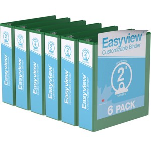 2" Premium Round Ring Binder 6pk Customizable View Green - Easyview: Polypropylene, 400 Sheet Capacity, 2 Pockets - 1 of 2