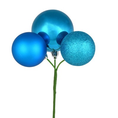 Vickerman 18" Ball Ornament Christmas Pick, 4 per Bag