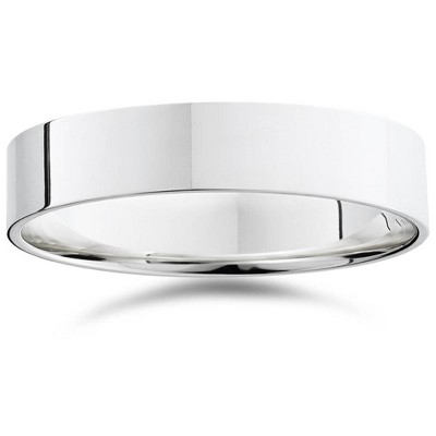 Pompeii3 5mm Flat High Polished Wedding Band 10K White Gold Comfort Fit - Size 12