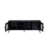 60" Composite Wood TV Stand with 2 Doors, 4 Open Compartments and Rattan Insert for Living Room - 2 of 4