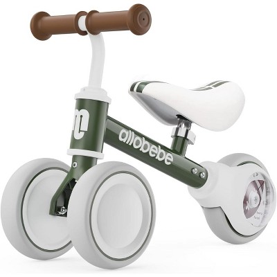 Allobebe Baby Balance Bike for Ages 1-3 – Adjustable Seat, Silent & Soft 3-Wheel Ride On Green
