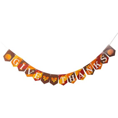 Juvale "Give Thanks" Banner Wall Decor, Thanksgiving Party Garland (120 in)