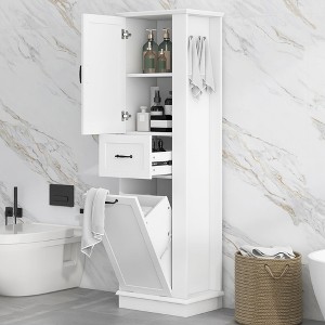 Whisen Tall Storage Cabinet with Tilt-Out Compartment & Adjustable Shelves - 1 of 4