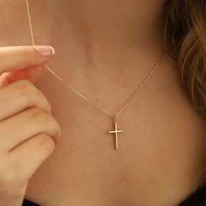 Turandoss 14k Gold Cross Necklace for Women Girls - Gold Jewelry for Women Trendy, Back School Stuff for Teen Girls, Adjustable - 1 of 4