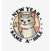 New Year Same A**hole Cat With Middle Finger Adult Crew Neck Short Sleeve Tee - 2 of 2