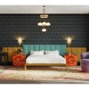 Jaxx Panelist Modern Padded Headboard – Set of 4 Wall Mounted Panels - Queen, Surf Turquoise Microvelvet - 4 of 4