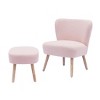 WestinTrends 25.5" Wide Upholstered Boucle Accent Chair with Ottoman Foot Stool Set - 3 of 4