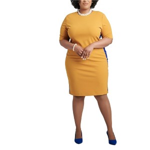 Kasper Womens Contrast Trim Bodycon Dress - 1 of 2