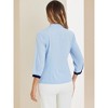 Allegra K Women's Office Bow Tie V Neck 3/4 Sleeve Elegant Chiffon Work Tops - 4 of 4