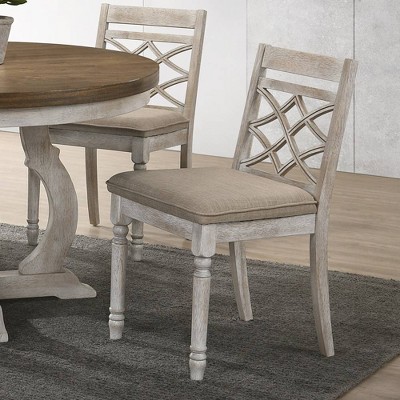 Acme Furniture Cillin Dining Chairs Fabric Walnut/Antique White Finish