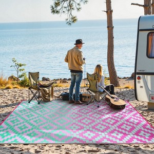 Lahome Ombre Outdoor Area Rug-Geometric Reversible Mat for Patio, Balcony, Deck, Backyard, or RV Camping - 1 of 4