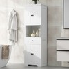 TiramisuBest Tall Bathroom Cabinet with Four Doors, Large Storage Space Open Shelve, Upper Storage Cabinet, White - 4 of 4