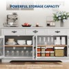 Sideboard Buffet Cabinet with Storage, Kitchen Cabinet with Charging Station, 3 Drawers, 4 Doors, Adjustable Shelves, Farmhouse Coffee Bar, White - 4 of 4