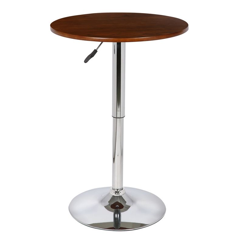 Bentley Adjustable Bar Height Pub Table Walnut with Chrome Finish - Armen Living, 3 of 8