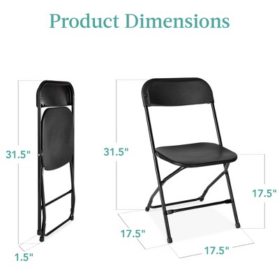 Set of 4 Black Plastic Folding Chairs with Steel Frame