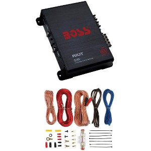 BOSS Audio Systems R1004 Riot 400W 4-Channel Class A/B 2 Ohm Stable Full Range Car Audio High Power Amplifier with 8 Gauge Amp Installation Wiring Kit - 1 of 4