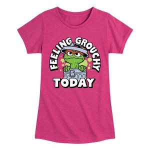 Girls' - Sesame Street - Feeling Grouchy Fitted Short Sleeve Graphic T-Shirt - 1 of 4