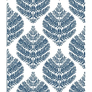 RoomMates Hygge Fern Damask Peel and Stick Wallpaper Blue: Vinyl, Self-Adhesive, Removable, Modern Decor, 28 Sq Ft Coverage - 1 of 4