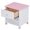 Wood Nightstand for Kids, Bedside Table with Storage, Cute Rounded Design, Sturdy Pine & MDF, Space-Saving Design-The Pop Home - 4 of 4
