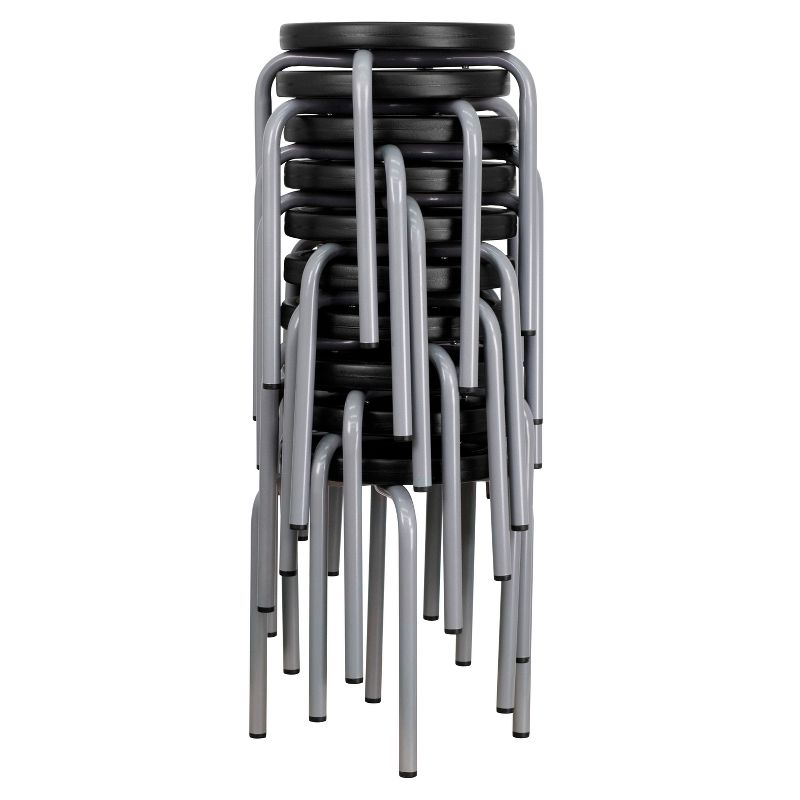 Flash Furniture Stackable Stool with Silver Powder Coated Frame, 4 of 6